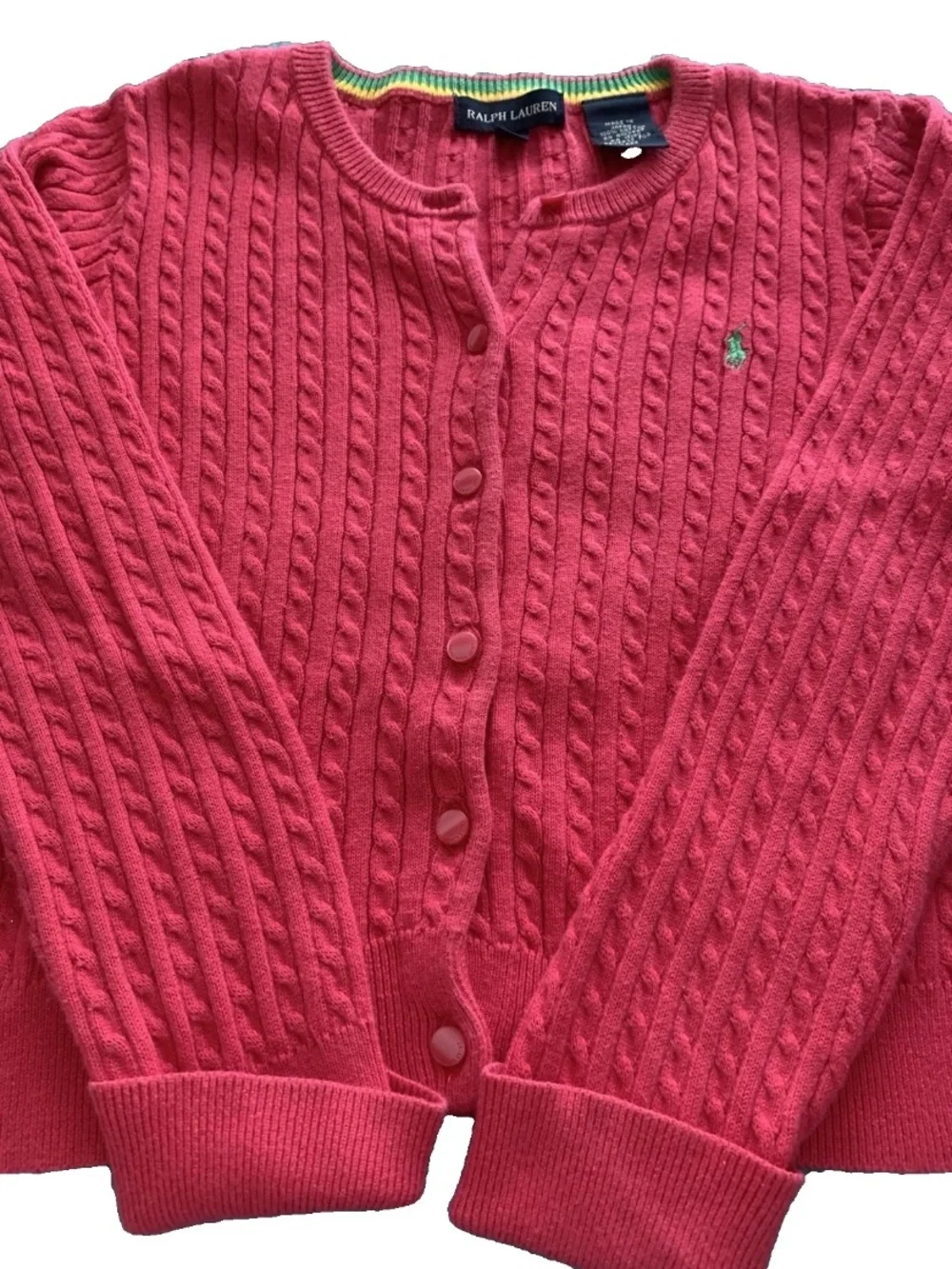 Ralph Lauren Girls Pink Cable Knit Cardigan